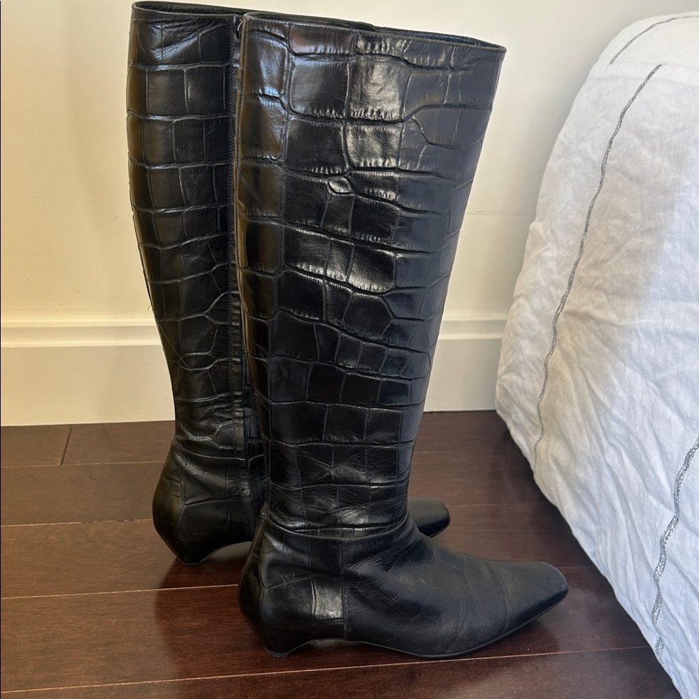 VTG Christian DIOR Embossed Leather Boots